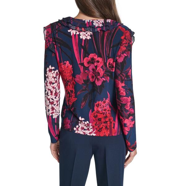 Womens Tommy Hilfiger Long Sleeve Ruffle Front Floral Blouse alternate view