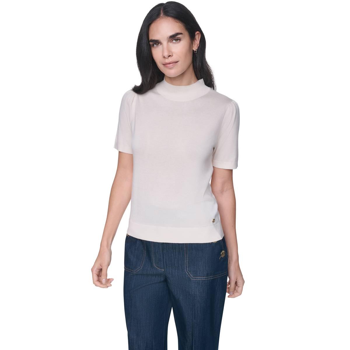 Tommy Hilfiger Women's Short-Sleeve Mock-Neck Puff-Sleeve Sweater - Whitecap