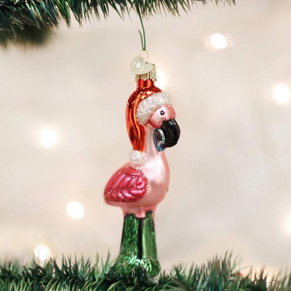 Old World Christmas Yard Flamingo Glass Ornament