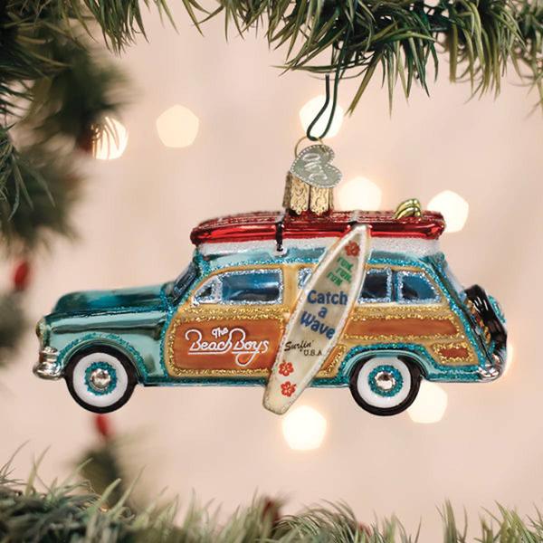 Old World Christmas Beach Boys Woody Blown Glass Ornament