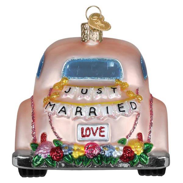 Old World Christmas Just Married Magic Glass Ornament alternate view