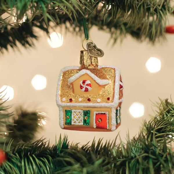 Old World Christmas Mini Gingerbread House Blown Glass Ornament