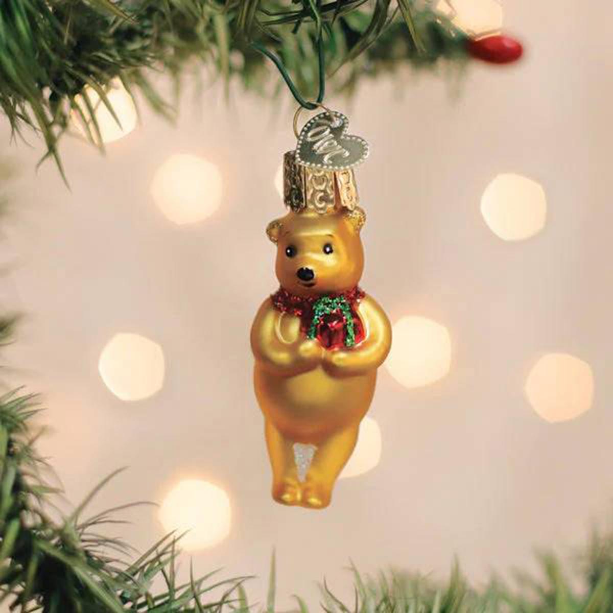 Old World Christmas Mini Winnie The Gift Glass Ornament