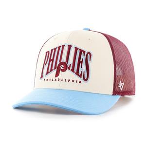 Mens '47 Brand Phillies Baseball Natural Drawbridge Trucker Cap
