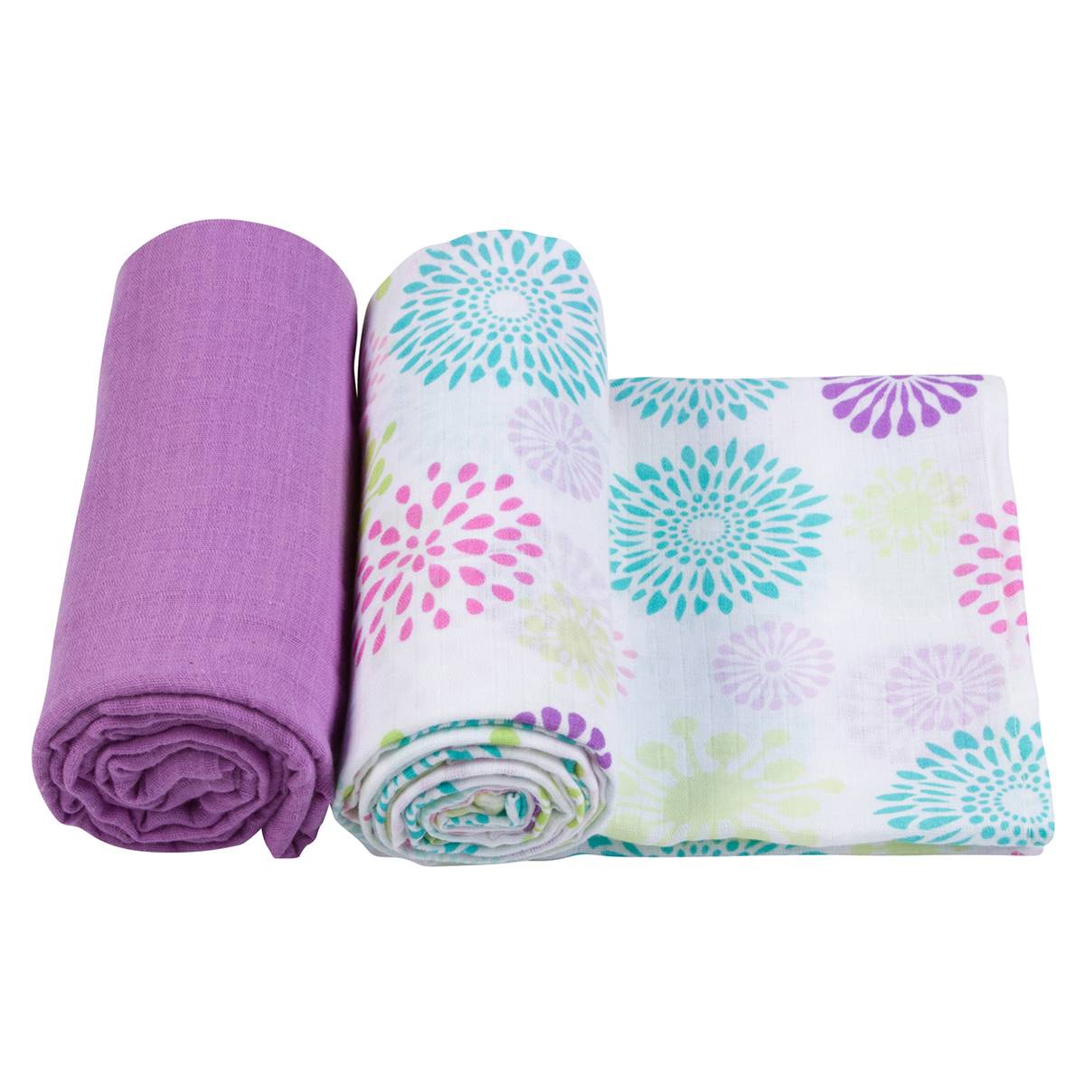 MiracleWare(R) 2-Pack Colorful Muslin Swaddling Blankets