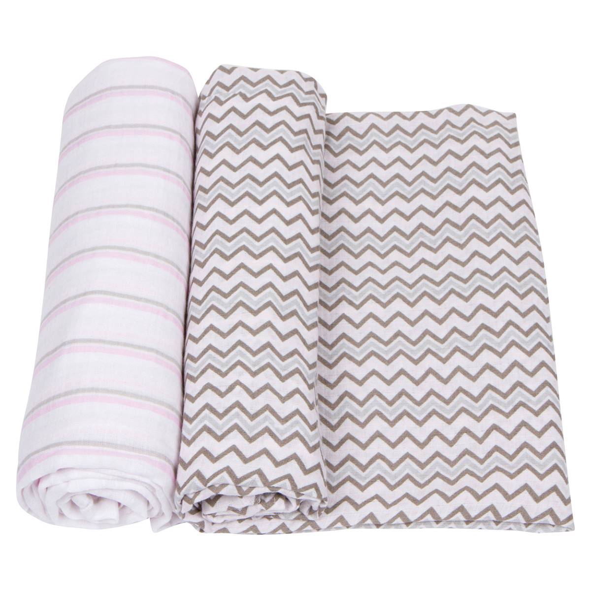 MiracleWare(R) 2pk. Pink Muslin Swaddling Blankets