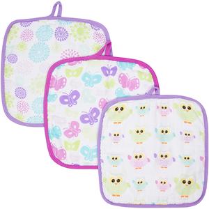MiracleWare(R) 3pk. Colorful Burst/Butterfly/Owl Washcloths
