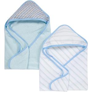 MiracleWare(R) 2pk. Blue Stripe & Solid Hooded Towels