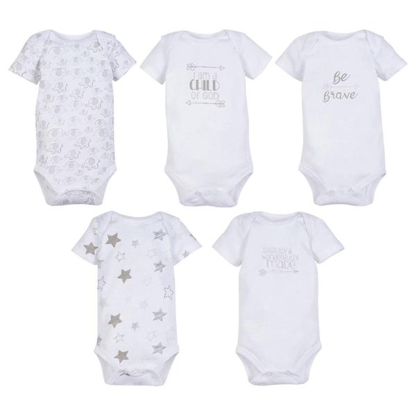 Baby Unisex (NB-9M) MiracleWear(R) Grey Print 5pk. Bodysuits