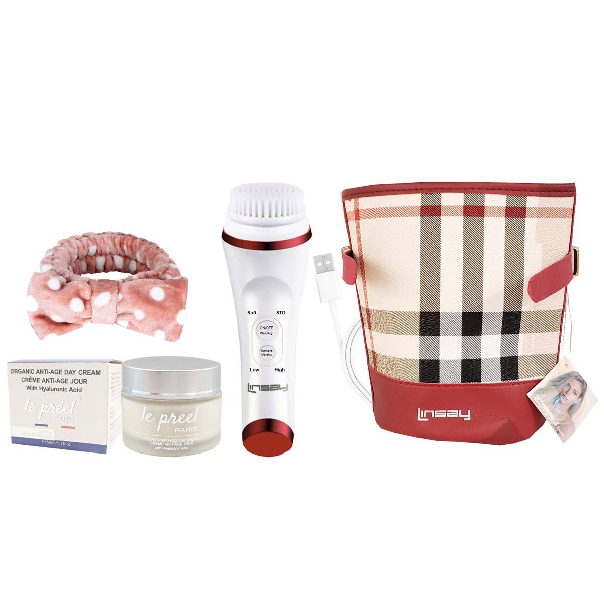 Linsay Ultrasonic Cleansing Brush And Day Cream Bundle