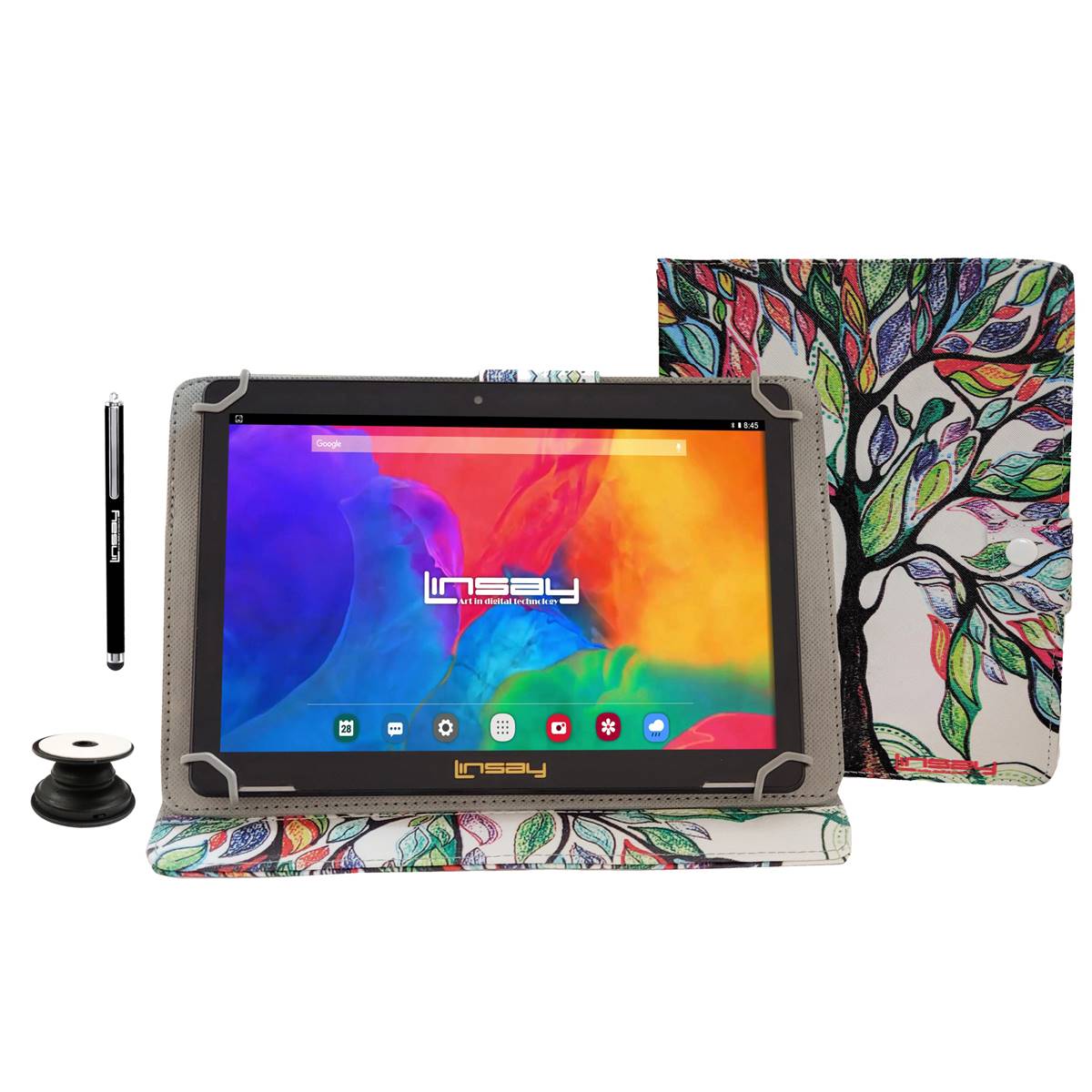 Linsay 10in. Android 12 Tablet With Tree Marble Leather Case