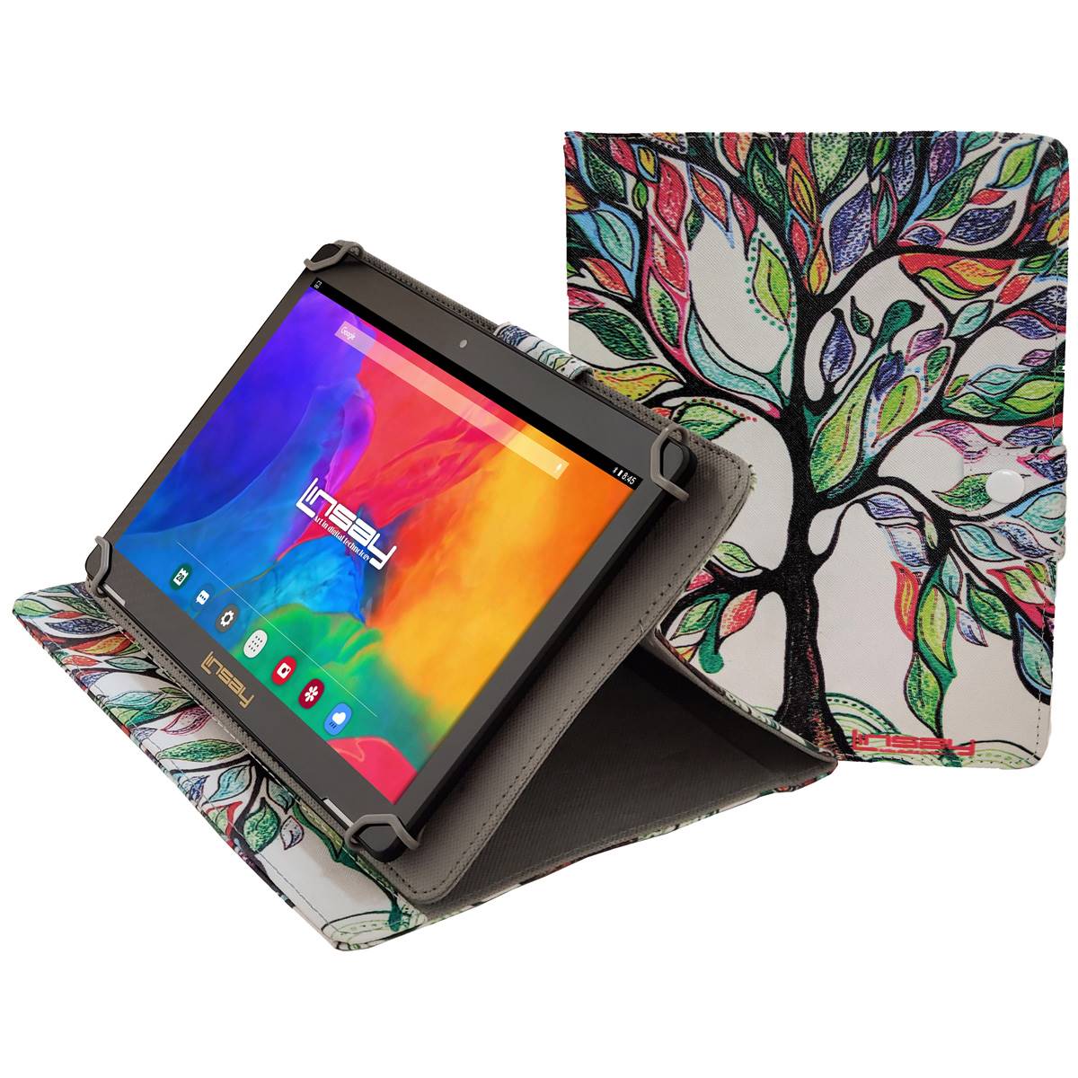 Linsay 10in. Android 12 Tablet With Tree Marble Leather Case