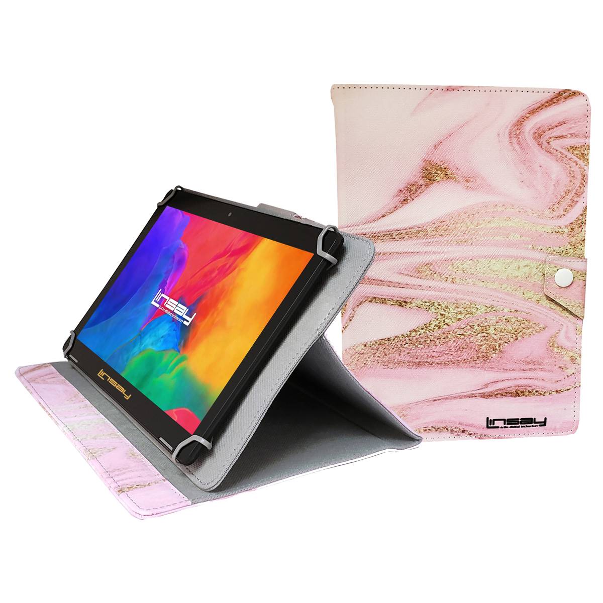 Linsay 10in. Android 12 Tablet With Pink Glaze Leather Case