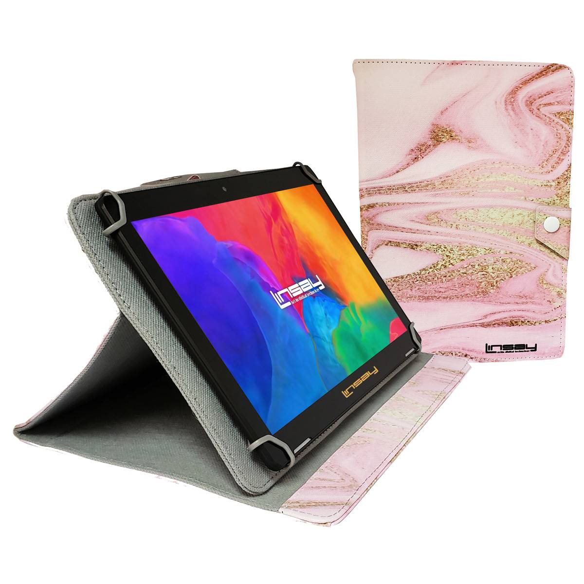 Linsay 10in. Android 12 Tablet With Pink Glaze Leather Case