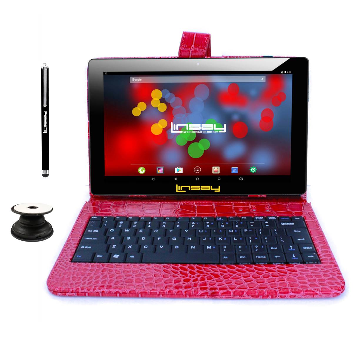 Linsay 10in. Android 12 Tablet With Crocodile Leather Keyboard