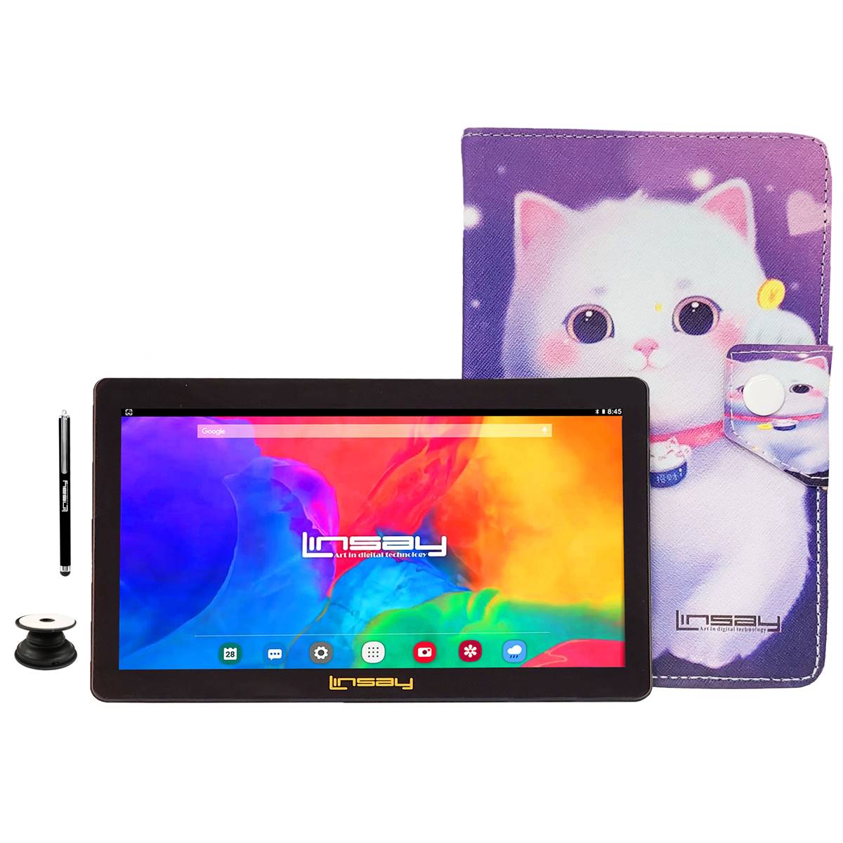 Linsay 7in. Quad Core Tablet With Kitty Leather Case