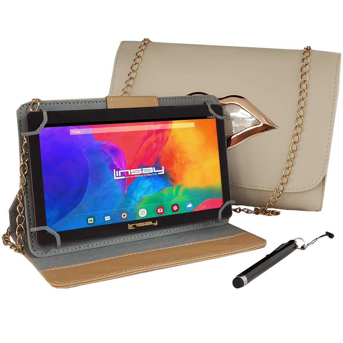 Linsay 7in. Quad Core Tablet With Fashion Kiss Handbag