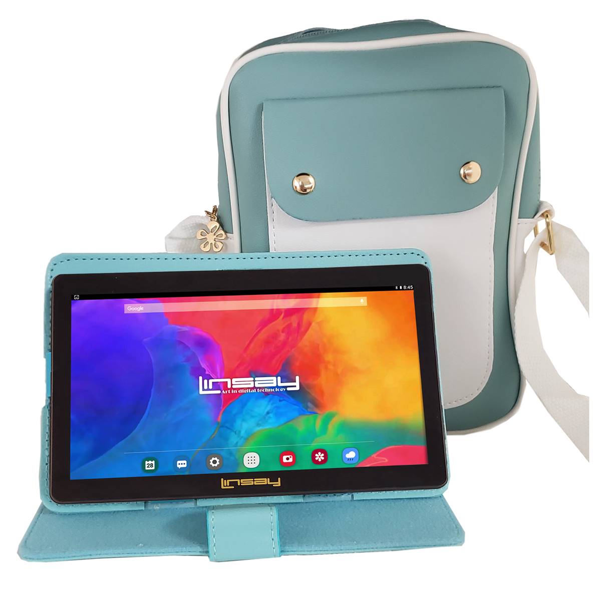 Linsay 7in. Quad Core Tablet With Lovely Sky Blue Fashion Handbag