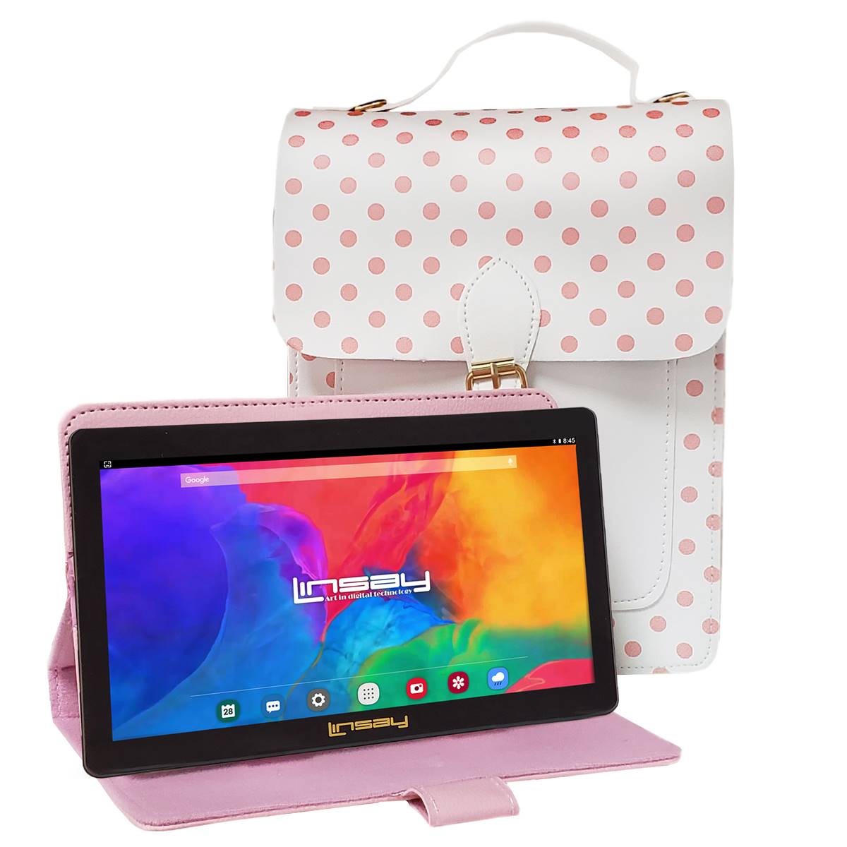 Linsay 7in. Quad Core Tablet With Polka Dot Fashion Handbag