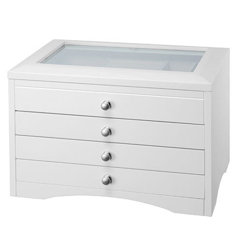 Lift Top Jewelry Box - White