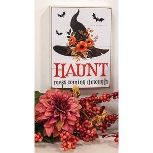 The Hearthside Collection Wicked Haunt Witch Hat Box Sign