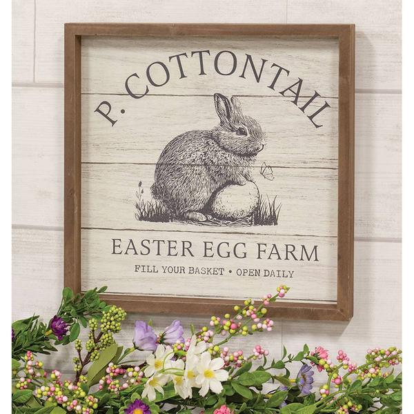 The Hearthside Collection Cottontail Easter Egg Farm Sign