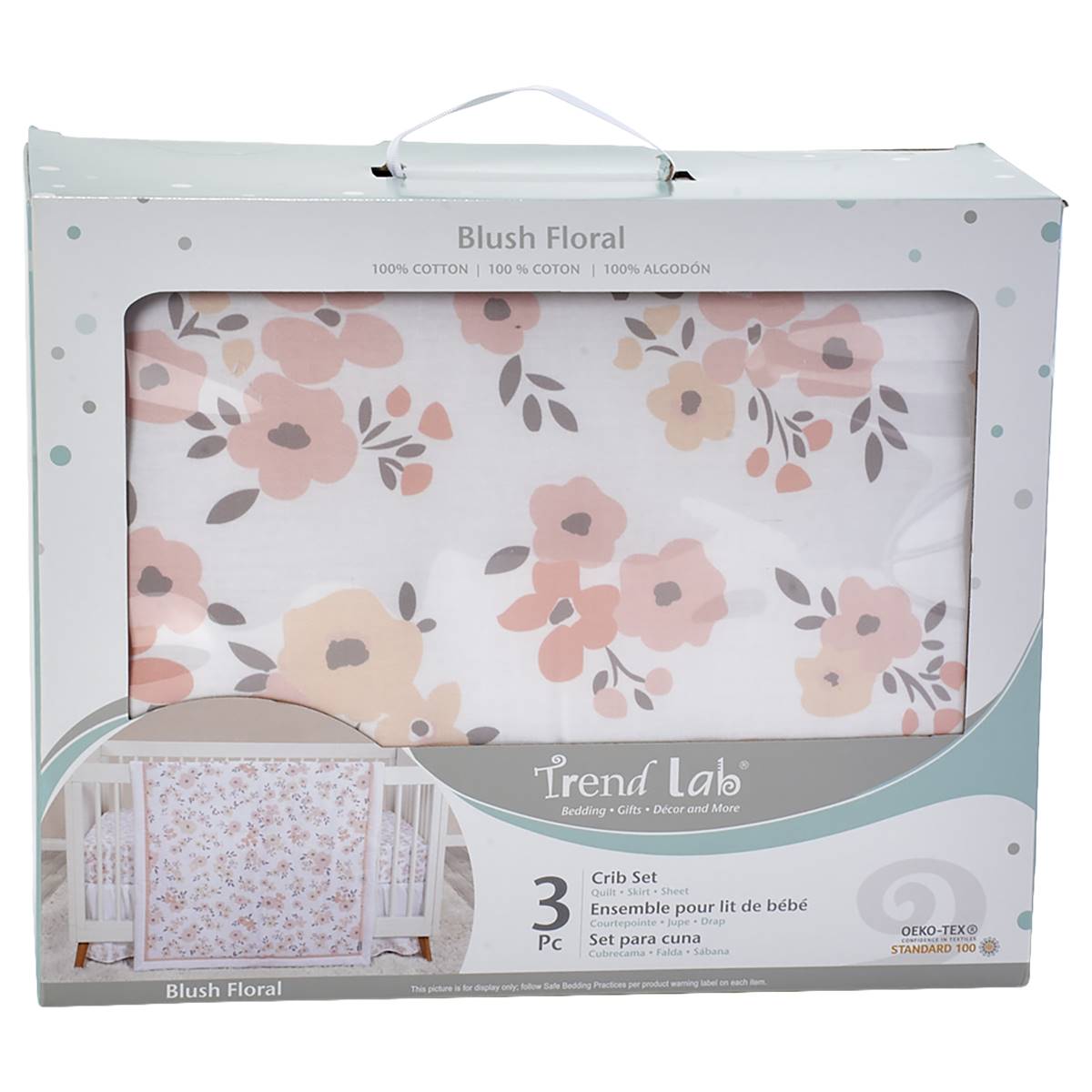 Trend Lab(R) 3pc. Reversible Floral Crib Bedding Set
