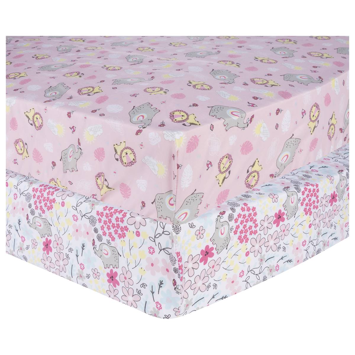 Sammy & Lou(R) Jungle Flowers 2pk. Fitted Crib Sheet Set