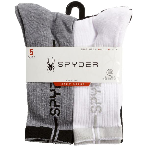 Mens Spyder 5pk. Crew Socks - Grey / White / Black