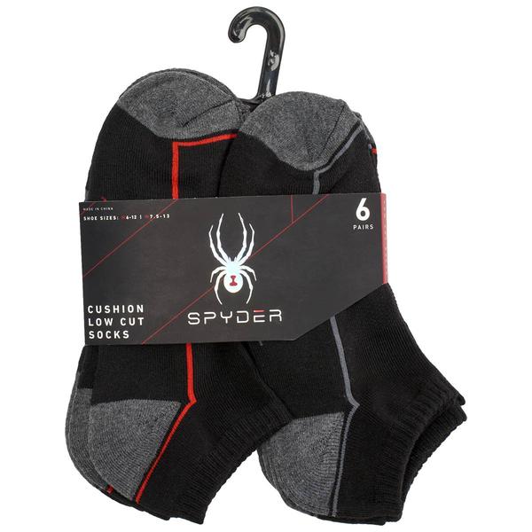 Mens Spyder 6pk. Color Block Low Cut Socks - Black