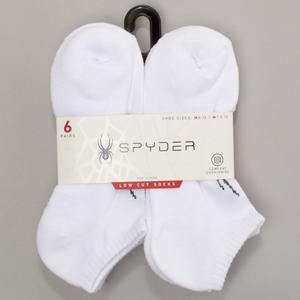 Mens Spyder 6pk. Mesh Low Cut Socks - White