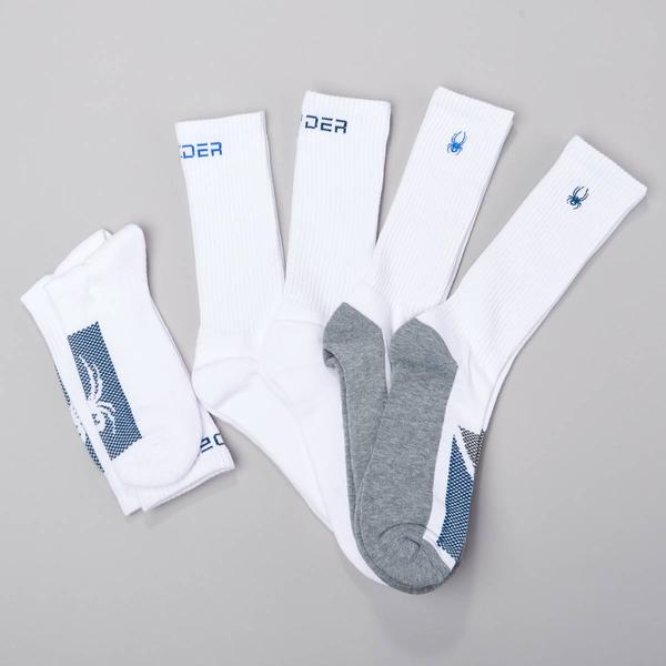 Mens Spyder 5pk. Multiple Logos Crew Socks