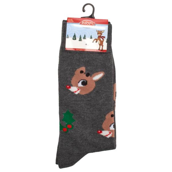 Mens Rudolph the Red-Nosed Reindeer(R) Mistletoe Crew Socks
