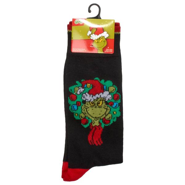 Mens Grinch Licensed Wreath Crew Socks