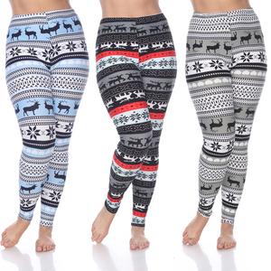 Plus Size White Mark 3pk. Deer Leggings