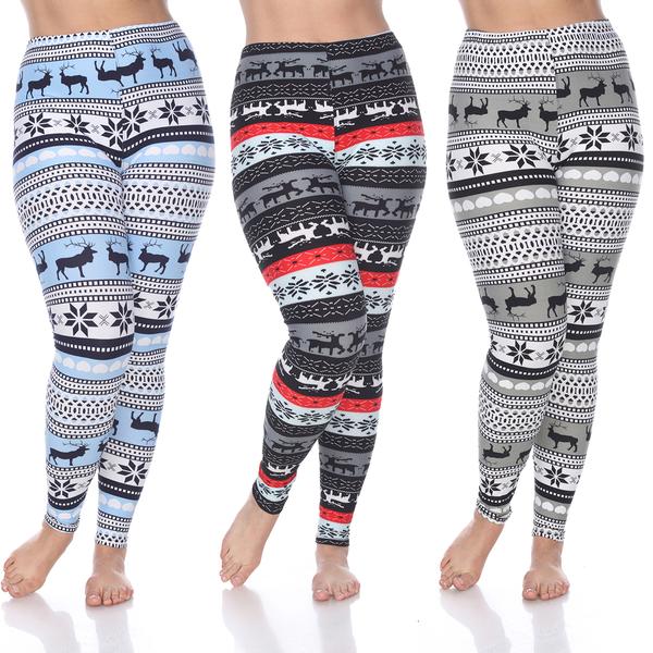 Plus Size White Mark 3pk. Deer Leggings