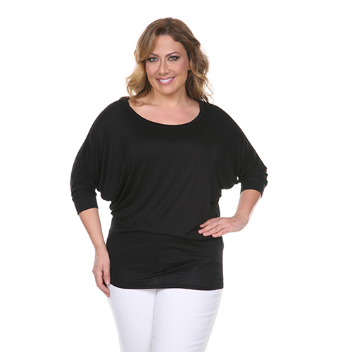 Plus Size White Mark Batwing Sleeve Top