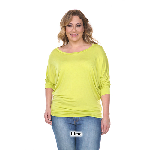 Plus Size White Mark Batwing Sleeve Top