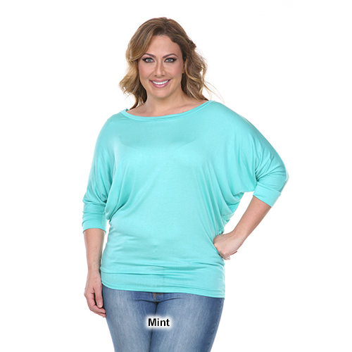 Plus Size White Mark Batwing Sleeve Top