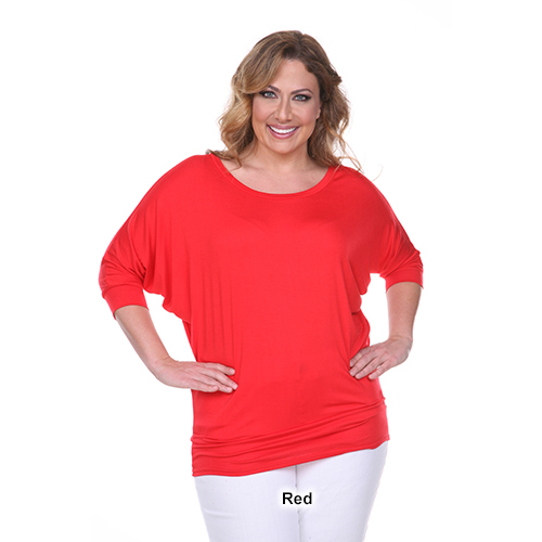 Plus Size White Mark Batwing Sleeve Top