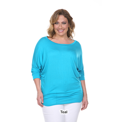 Plus Size White Mark Batwing Sleeve Top