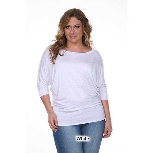 Plus Size White Mark Batwing Sleeve Top