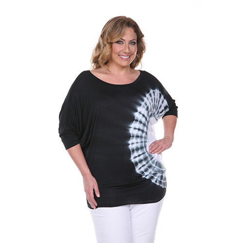 Plus Size White Mark Tie Dye Tunic