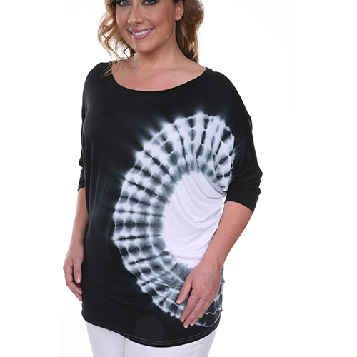 Plus Size White Mark Tie Dye Tunic