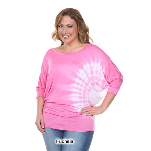 Plus Size White Mark Tie Dye Tunic