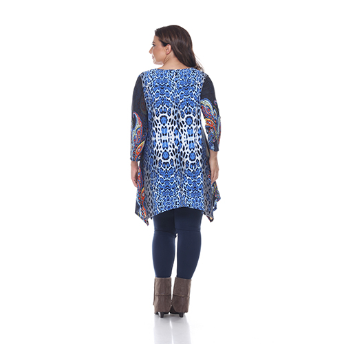 Plus Size White Mark Mixed Print Tunic