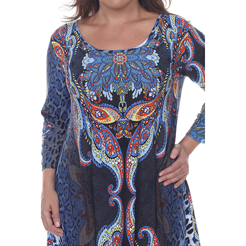 Plus Size White Mark Mixed Print Tunic