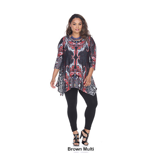 Plus Size White Mark Mixed Print Tunic