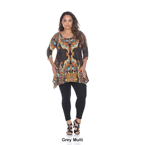 Plus Size White Mark Mixed Print Tunic