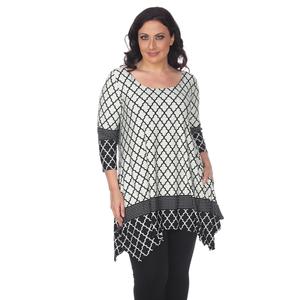 Plus Size White Mark 3/4 Sleeve Aicha Tunic Top